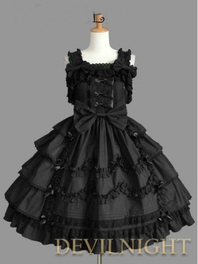 Black Sleeveless Sweet Bow Gothic Lolita Dress