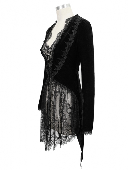 Black Vintage Gothic Sexy Velvet Lace Jacket for Women - Devilnight.co.uk