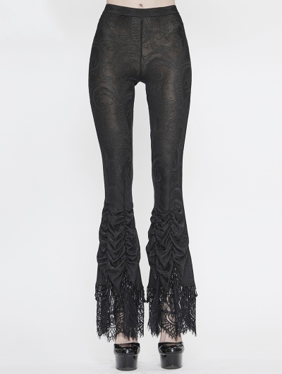 Black Vintage Gothic Sexy Flared Trousers for Women