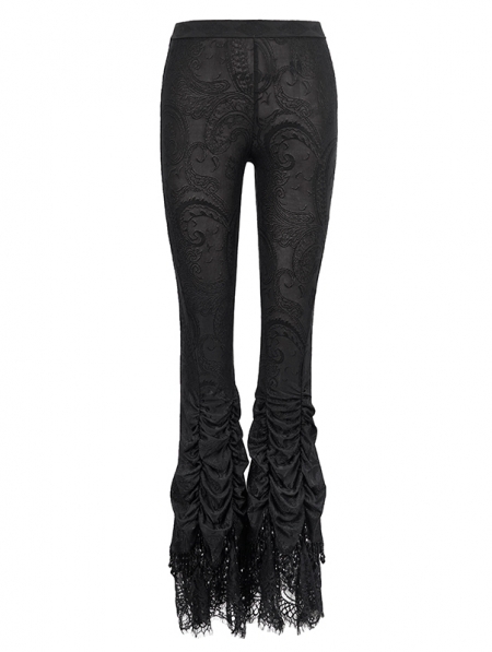 Black Vintage Gothic Sexy Flared Trousers for Women - Devilnight.co.uk