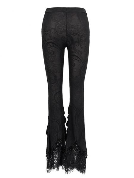 Black Vintage Gothic Sexy Flared Trousers for Women - Devilnight.co.uk