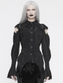 Black Vintage Gothic Hollowed-out Long Sleeve Blouse for Women