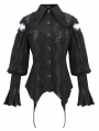 Black Vintage Gothic Hollowed-out Long Sleeve Blouse for Women