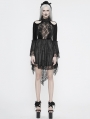 Black Sexy Gothic Hollwed-out Velvet Lace High-low Dress