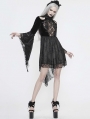 Black Sexy Gothic Hollwed-out Velvet Lace High-low Dress