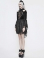 Black Sexy Gothic Hollwed-out Velvet Lace High-low Dress