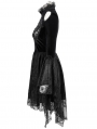 Black Sexy Gothic Hollwed-out Velvet Lace High-low Dress