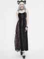 Black and Red Vintage Gothic Velvet Long Party Dress