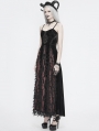 Black and Red Vintage Gothic Velvet Long Party Dress