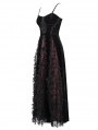 Black and Red Vintage Gothic Velvet Long Party Dress