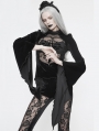 Black Sexy Gothic Velvet Long Sleeve T-Shirt for Women