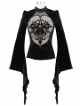 Black Sexy Gothic Velvet Long Sleeve T-Shirt for Women