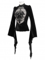 Black Sexy Gothic Velvet Long Sleeve T-Shirt for Women