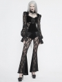 Black Vintage Gothic Sexy Velvet Lace Long Sleeve Top for Women