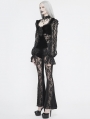 Black Vintage Gothic Sexy Velvet Lace Long Sleeve Top for Women