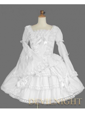 White Long Trumpet Sleeves Sweet Lolita Dress