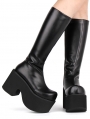 Black Gothic Grunge Punk PU Leather Platform Knee Boots for Women