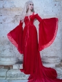 Red Velvet Off-the-Shoulder Renaissance Fairy Tale Medieval Dress