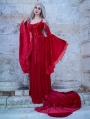Red Velvet Off-the-Shoulder Renaissance Fairy Tale Medieval Dress