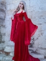 Red Velvet Off-the-Shoulder Renaissance Fairy Tale Medieval Dress