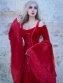 Red Velvet Off-the-Shoulder Renaissance Fairy Tale Medieval Dress