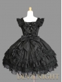 Black Ruffled Cap Sleeves Sweet Bow Gothic Lolita Dress