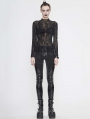 Black Gothic Punk Sexy Net Long Sleeve T-Shirt for Women