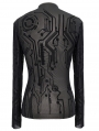 Black Gothic Punk Sexy Net Long Sleeve T-Shirt for Women