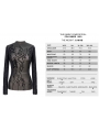 Black Gothic Punk Sexy Net Long Sleeve T-Shirt for Women