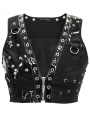 Black Gothic Punk Metal Short Vest Top for Women