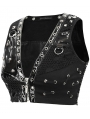 Black Gothic Punk Metal Short Vest Top for Women