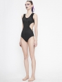 Black Gothic Sexy One-Piece Swimsuit for Women