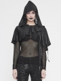 Black Gothic Asymmetrical Hooded Short Cape for Women