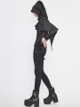 Black Gothic Asymmetrical Hooded Short Cape for Women