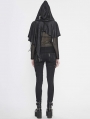 Black Gothic Asymmetrical Hooded Short Cape for Women