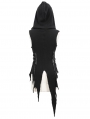 Black Gothic Punk Asymmetrical Sleeveless Hooded Vest Top for Women