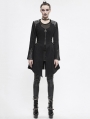 Black Women's Gothic Punk Long Sleeve Jacket with Detachable Hood