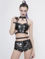 Black Gothic Punk Sexy PU Leather Shorts for Women