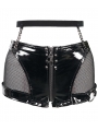 Black Gothic Punk Sexy PU Leather Shorts for Women