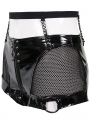 Black Gothic Punk Sexy PU Leather Shorts for Women