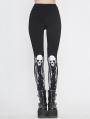 Black Gothic Punk Skull Pattern Long Legging for Women