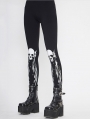 Black Gothic Punk Skull Pattern Long Legging for Women