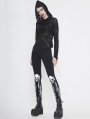 Black Gothic Punk Skull Pattern Long Legging for Women