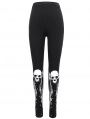Black Gothic Punk Skull Pattern Long Legging for Women