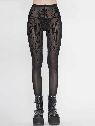 Black Gothic Sexy Transparent Net Legging for Women