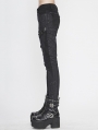 Black Gothic Punk Long Slim Trousers for Women