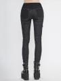 Black Gothic Punk Long Slim Trousers for Women