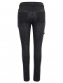 Black Gothic Punk Long Slim Trousers for Women