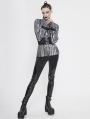 Silver Gothic Punk Long Sleeves Shirt for Women