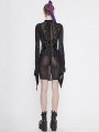 Black Gothic Sexy Transparent Net Long Sleeve Short Dress
